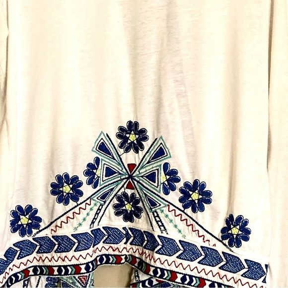 Johnny Was Floral Embroidered Open Draped Waterfall Knit Cardigan White Size M - Picture 8 of 11